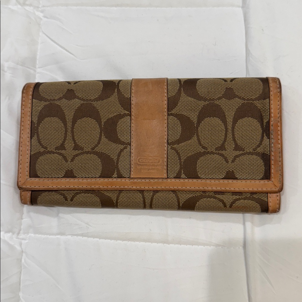 Coach Signature Brown and Tan Wallet
